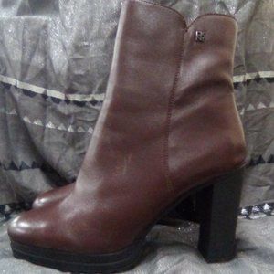 DKNY Tessi Lug Sole Platform Booties- Bordeaux
